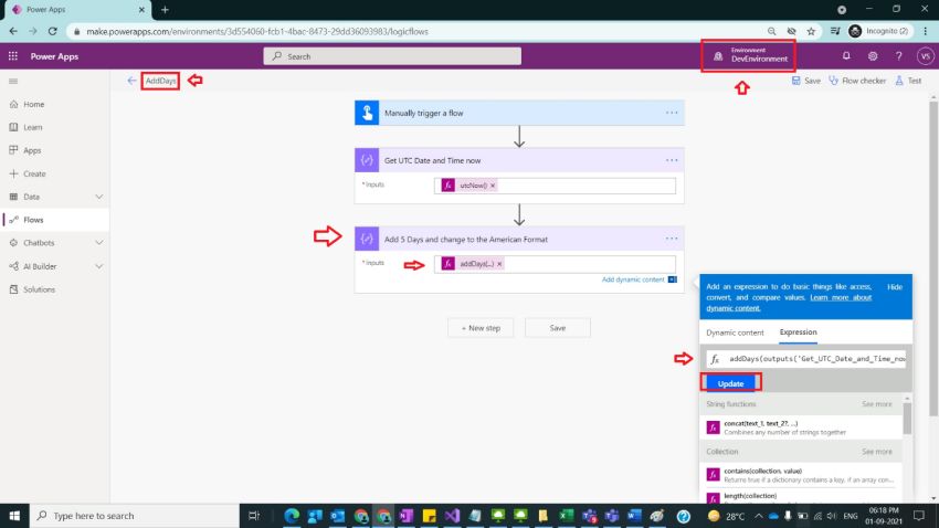 Usage of Add Days in Power Automate